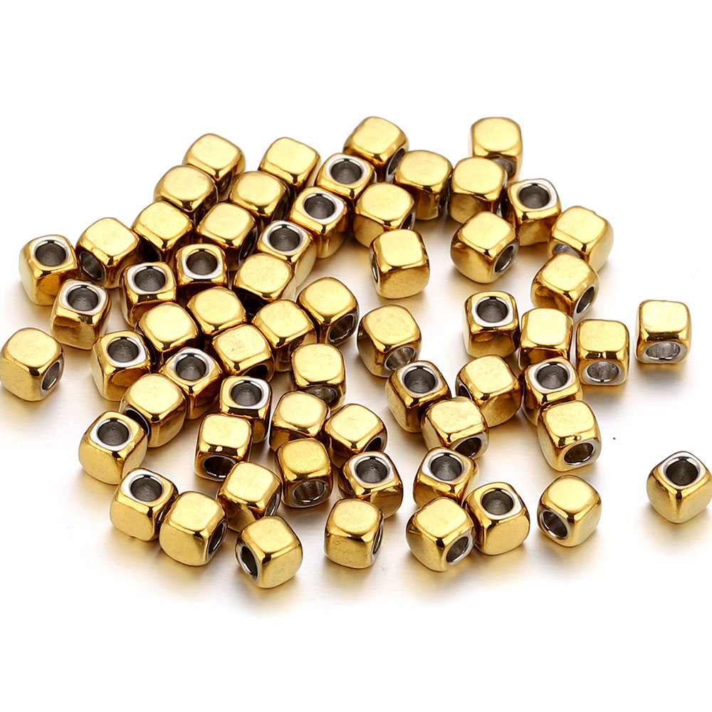 Embroidery Artwork - 50pcs 2/3/4mm Stainless Steel Square Spacer