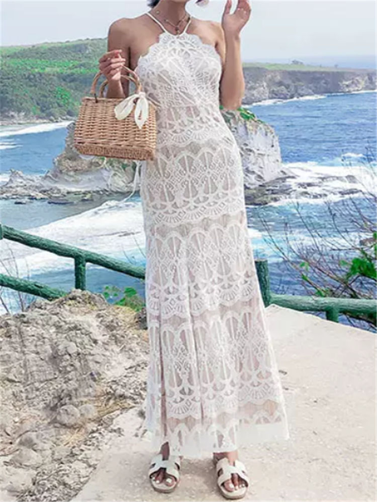 Embroidery Bali - Lace Embroidery Elegant Women Halter Pencil