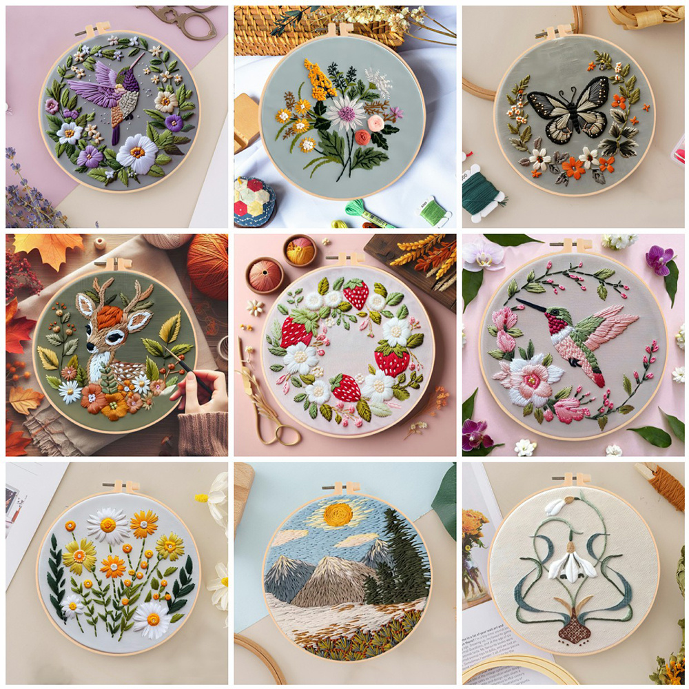 Embroidery Guide Book - Floral Bird Animal Wreath Design Mixed