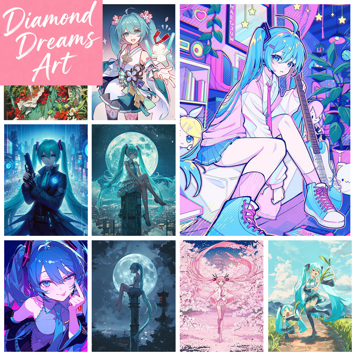 Embroidery X Stitch - Frameless,Singer Miku DIY Diamond Painting Kawaii