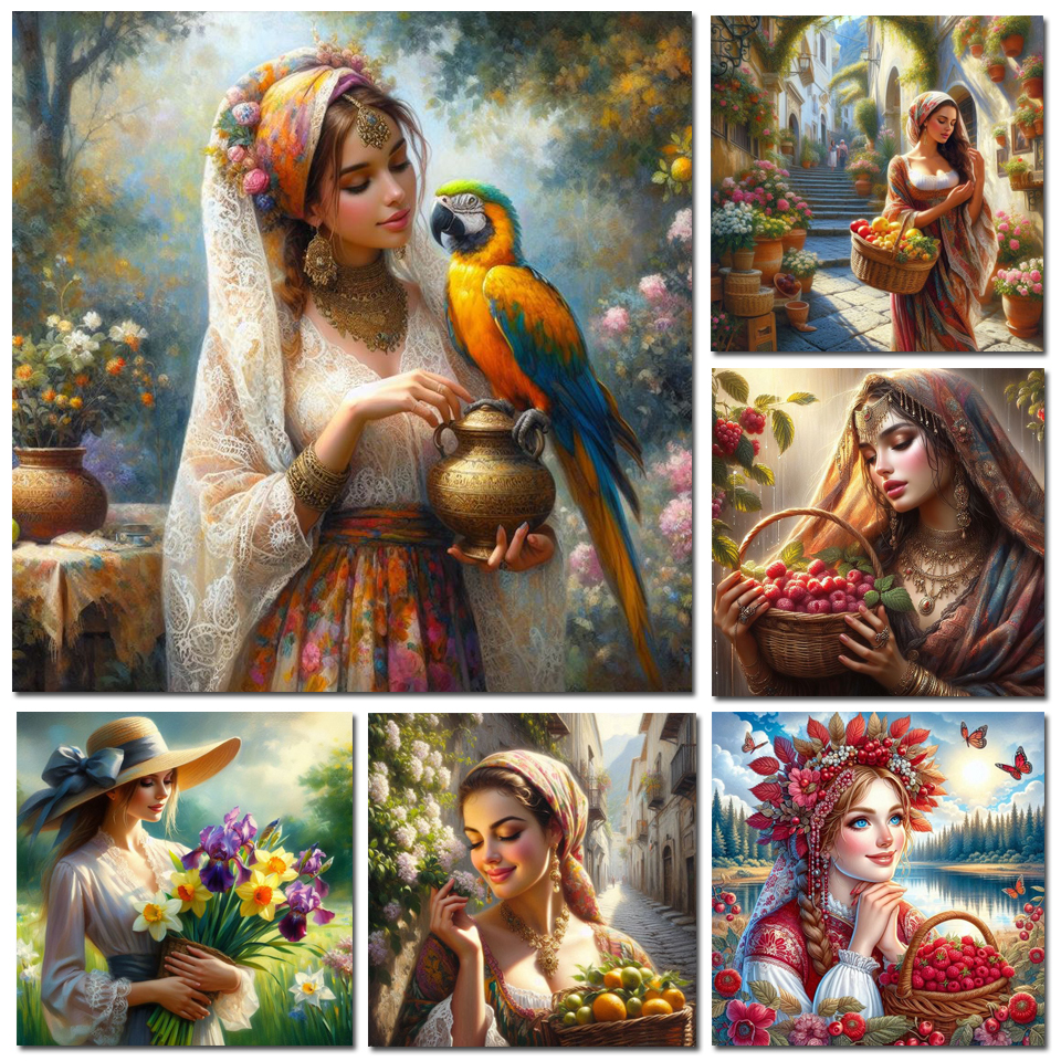 Embroidery Artwork - 1pc frameless Diamond Painting Woman Portrait