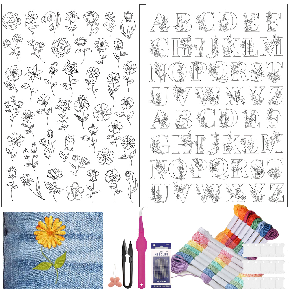 Embroidery Guide Book - Embroidery Patterns For DIY Tablecloth Pre-Printed
