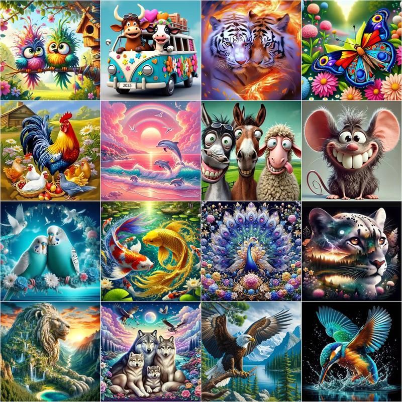 Embroidery X Stitch - 1pc frameless Diamond Art Painting Animal