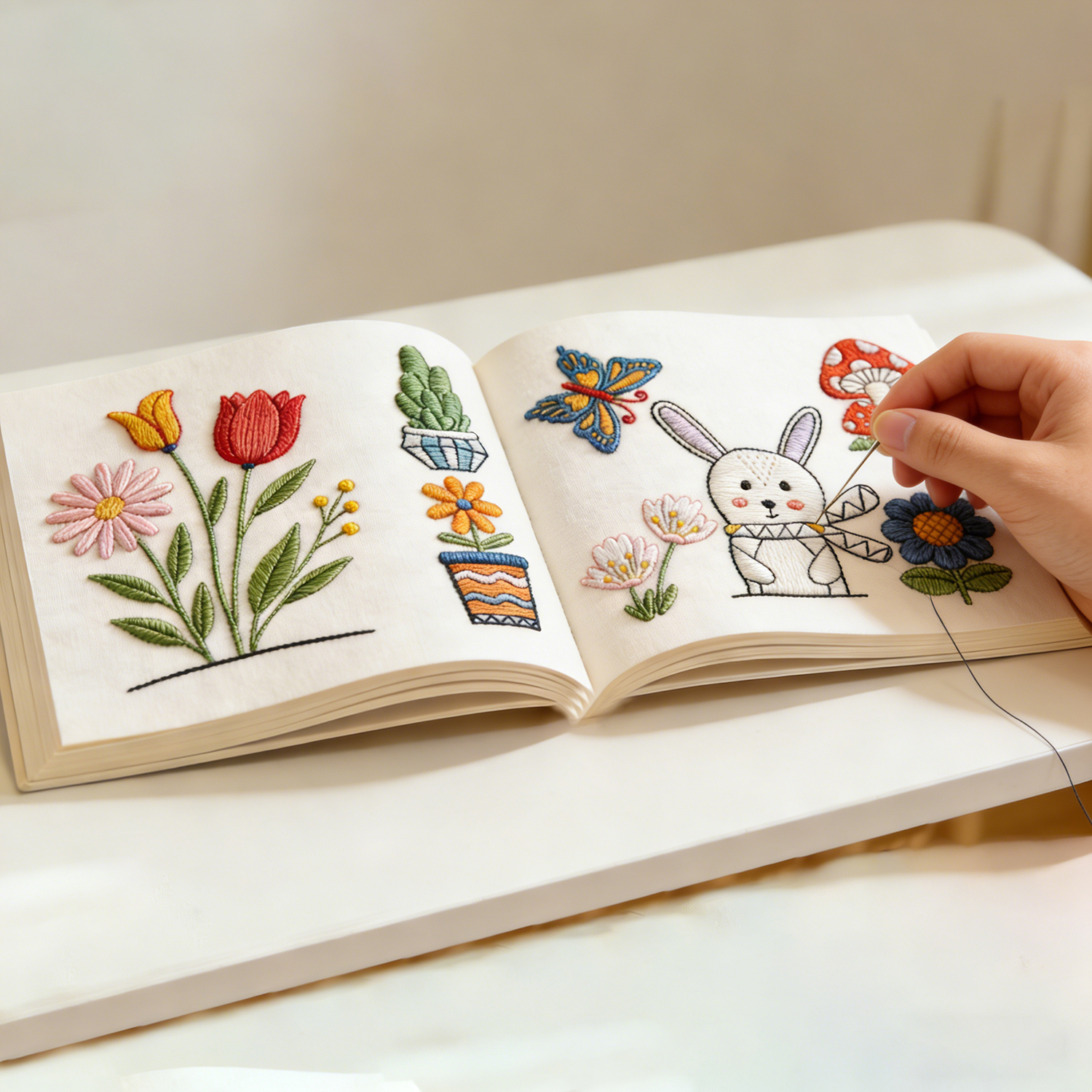 Embroidery Guide Book - 9 Sheets Embroidery Kit for Beginners