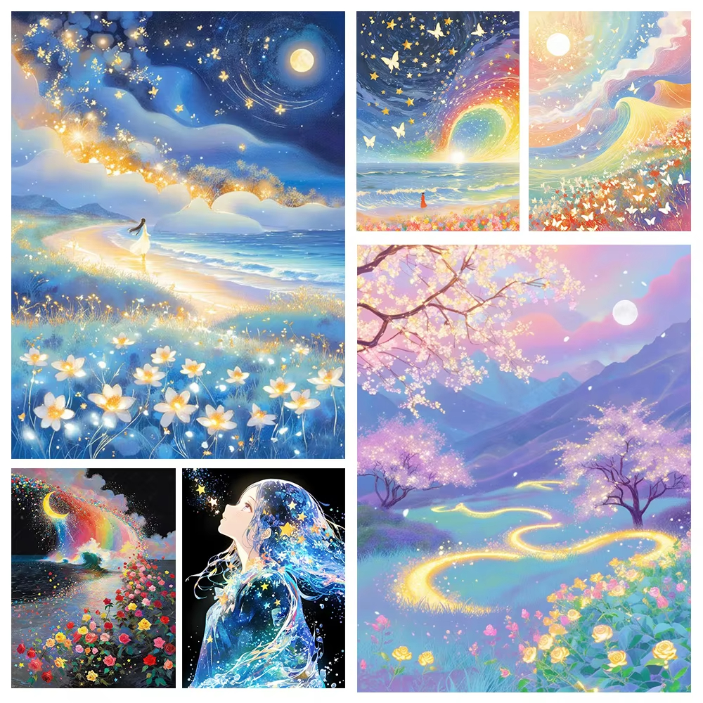 Embroidery X Stitch - 1PC frameless 5D DIY Anime Landscape