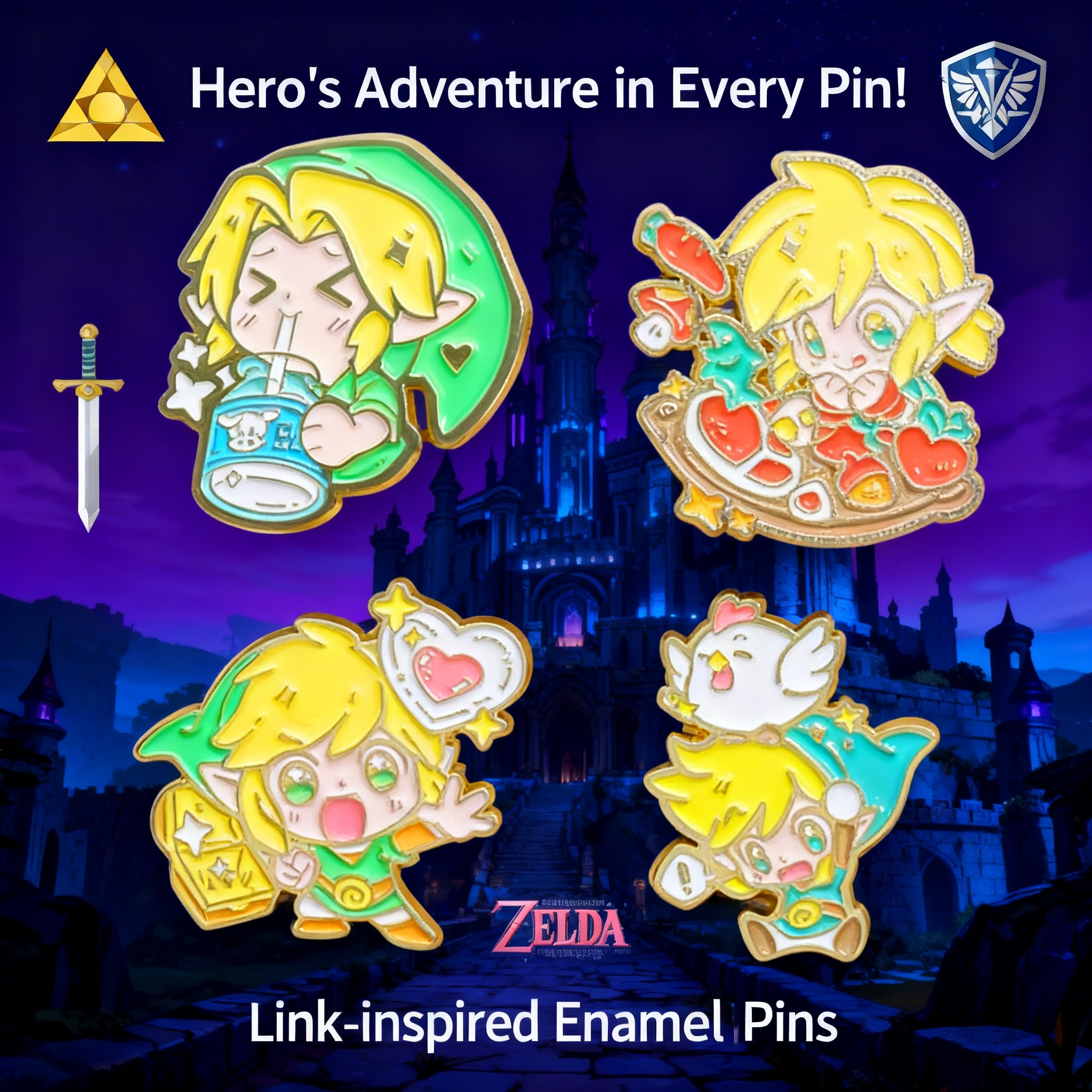 Embroidery Tulle - Adventure Game Badges Enamel Pin Brooches