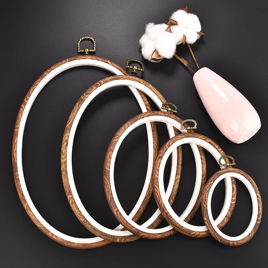 Stitch Marker Ring - Imitated Wood Round,Oval Different Size Decorative