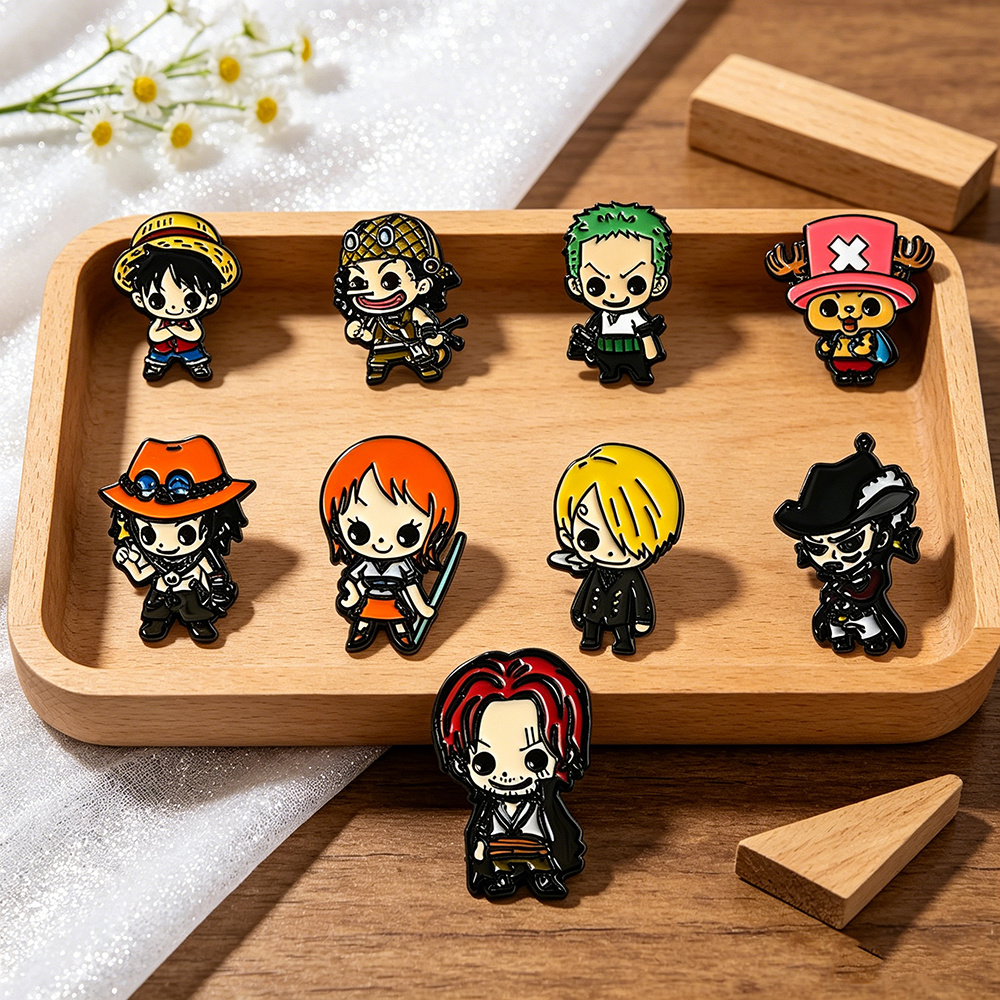 Embroidery Tulle - 9pcs One Piece Anime Enamel Pins