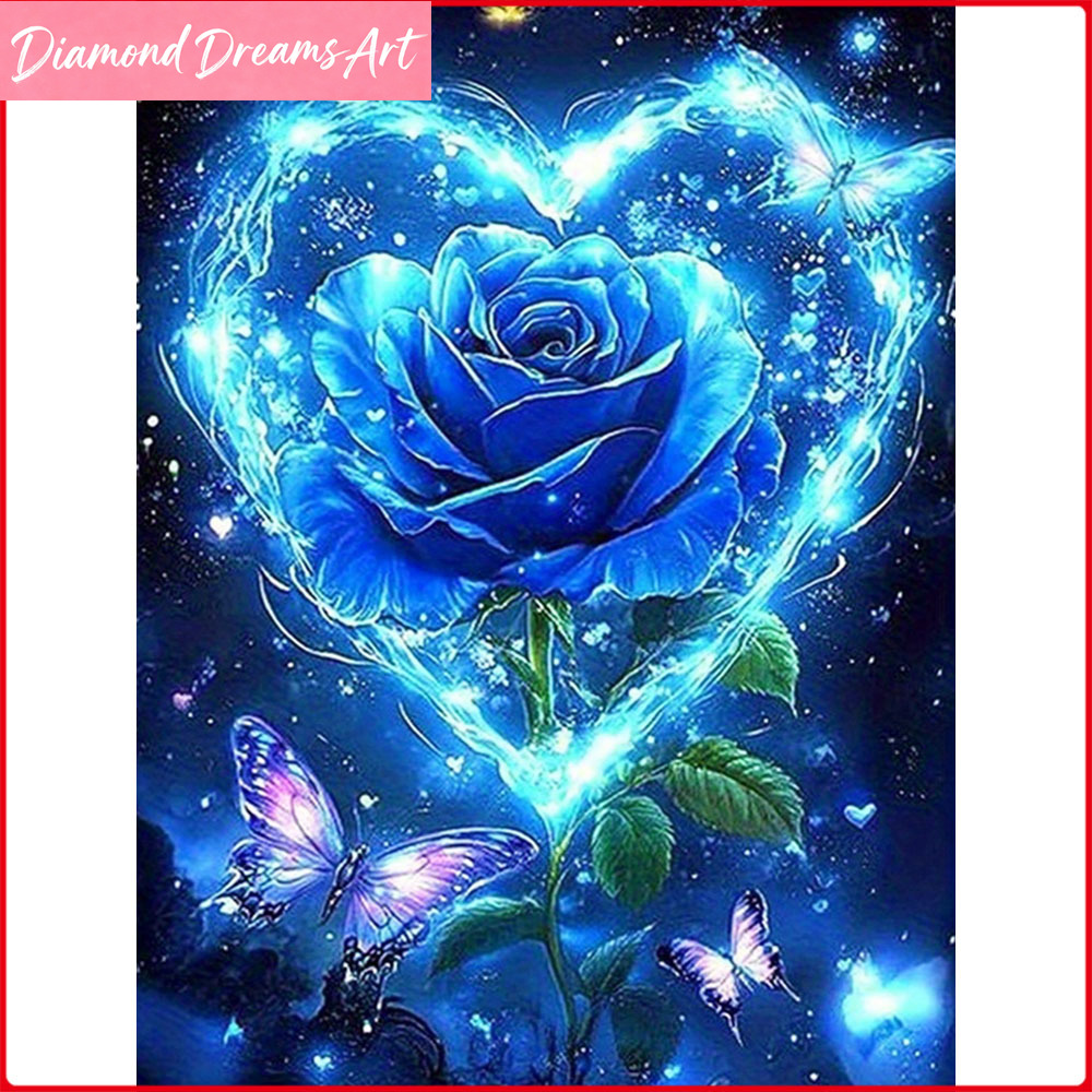 Embroidery Roses - Full Square Round Diamond Painting Blue