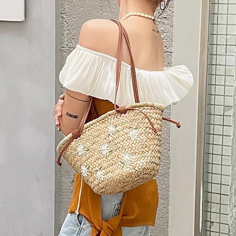 Casual Natural Straw Shoulder  - Embroidery Bali incelemesi ve fiyatı