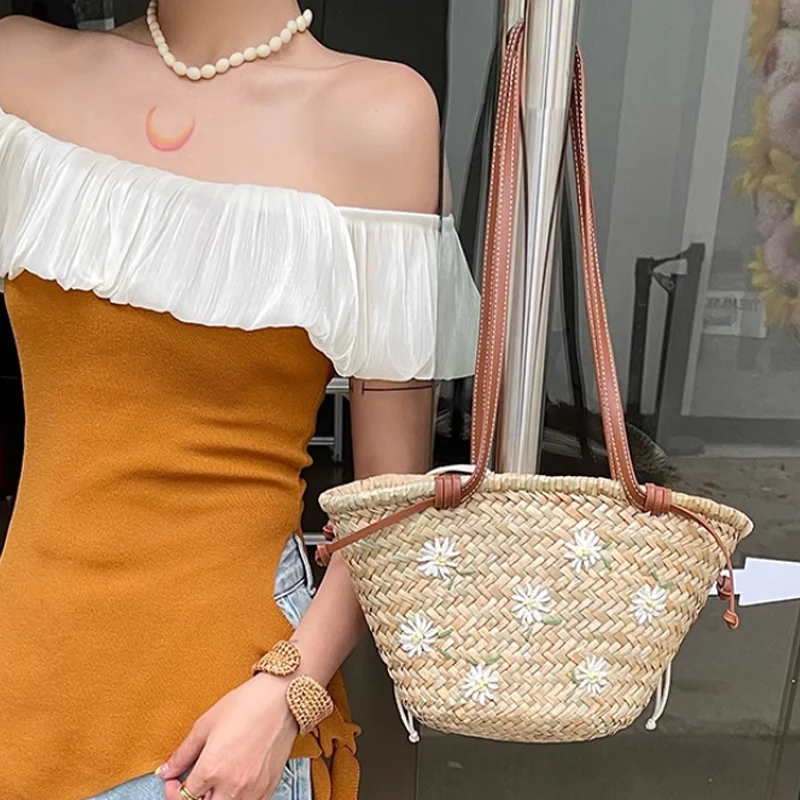 Casual Natural Straw Shoulder  - Embroidery Bali incelemesi ve fiyatı