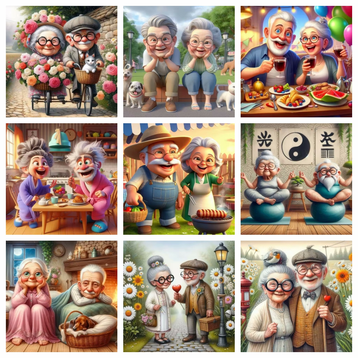 Cartoon Happy Old Couple 5D Fu - Embroidery X Stitch incelemesi ve fiyatı