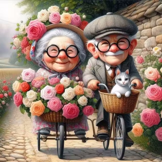Cartoon Happy Old Couple 5D Fu - Embroidery X Stitch incelemesi ve fiyatı
