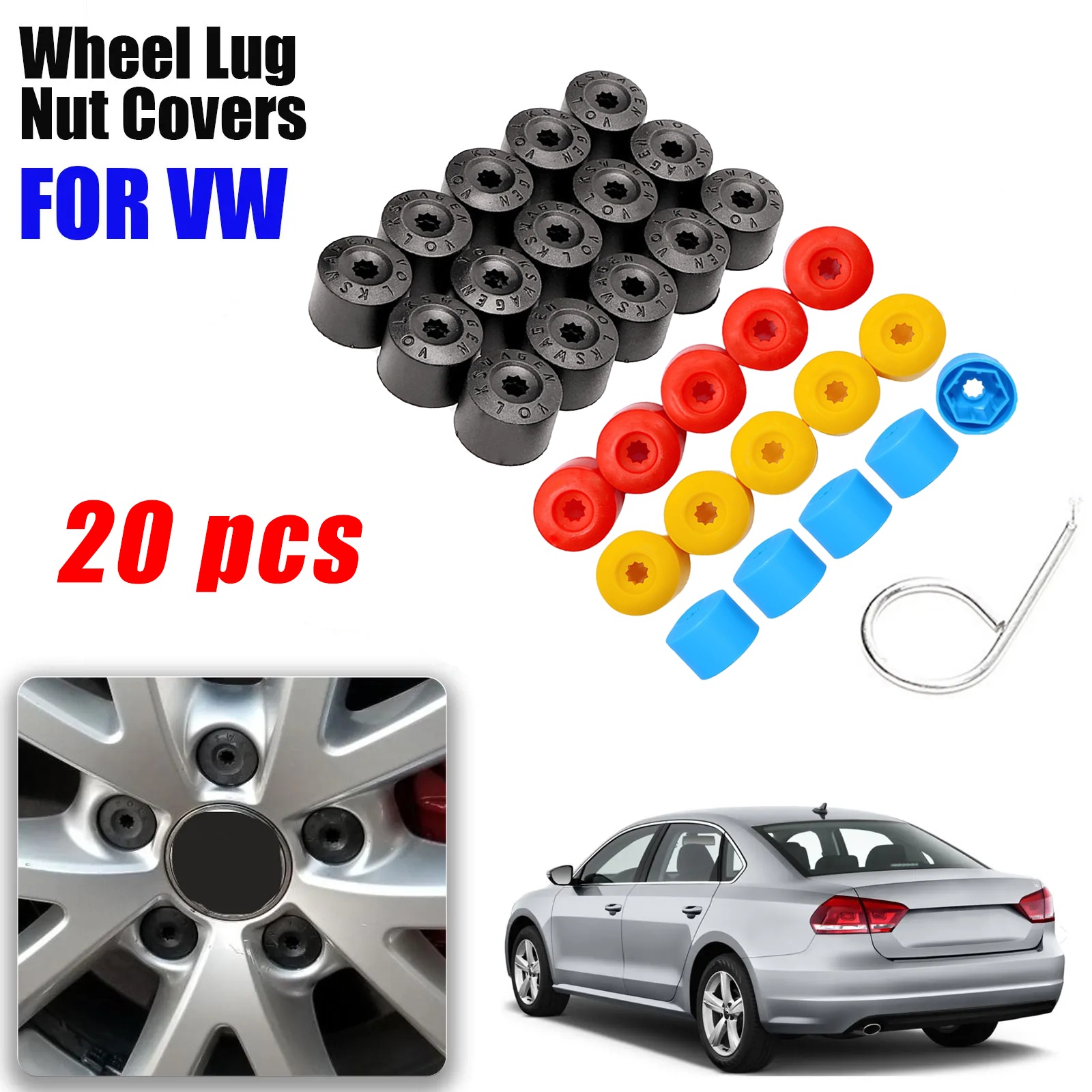20PCS Car Wheel Lug Nut Covers - Embroidery Removal incelemesi ve fiyatı