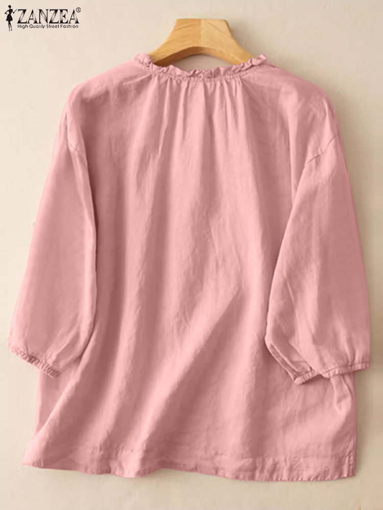 ZANZEA Summer Vintage Shirts E - Embroidery Artwork incelemesi ve fiyatı