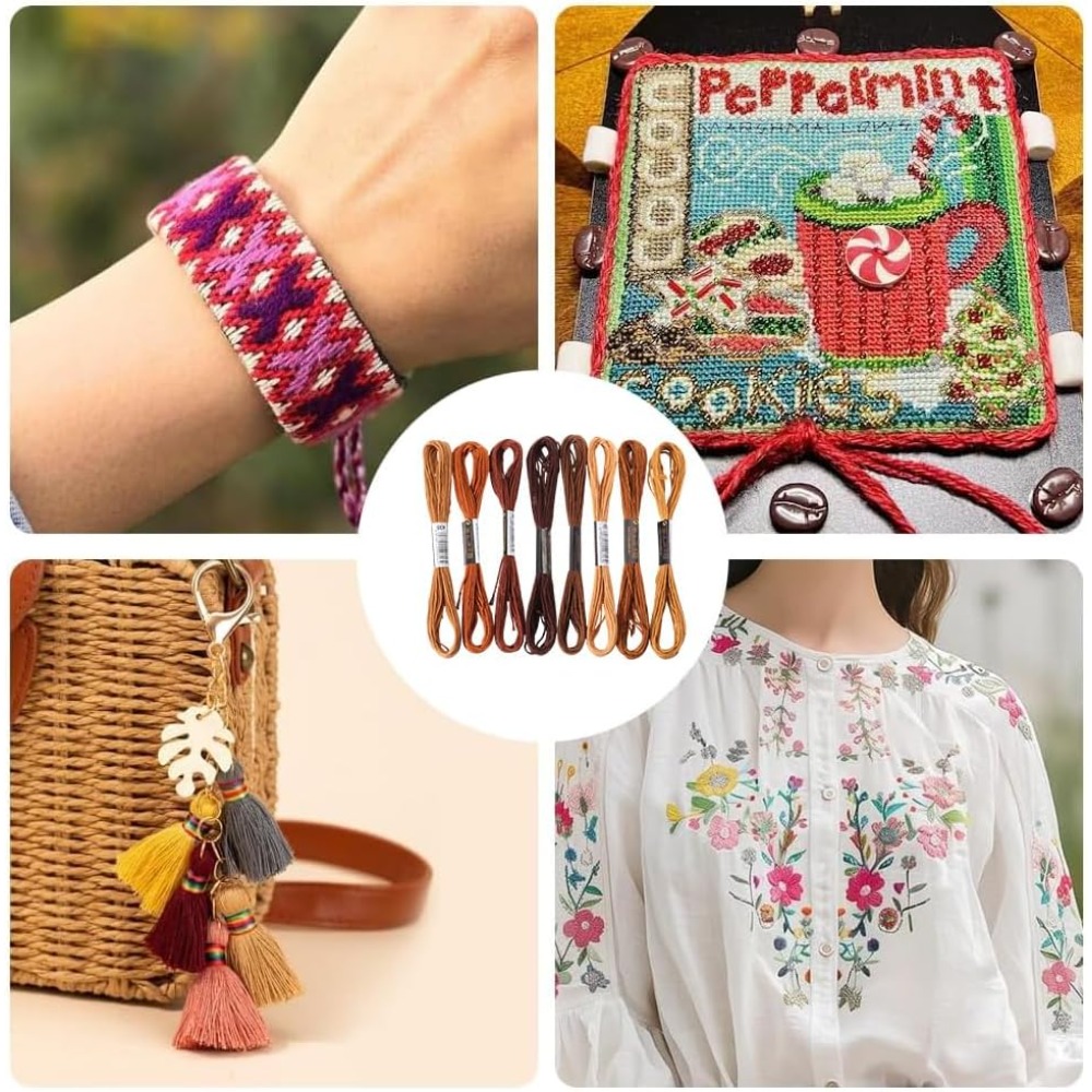 8 Skeins 6 Strands Brown Embro - Embroidery X Stitch incelemesi ve fiyatı
