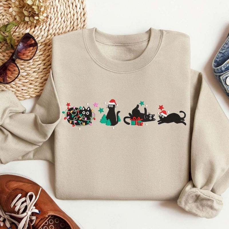 Black Christmas Cats Lover Xma - Embroidery Xmas Designs incelemesi ve fiyatı