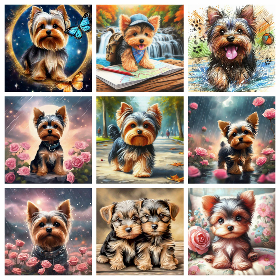 Yorkshire Terrier Dog 5D DIY D - Embroidery X Stitch incelemesi ve fiyatı