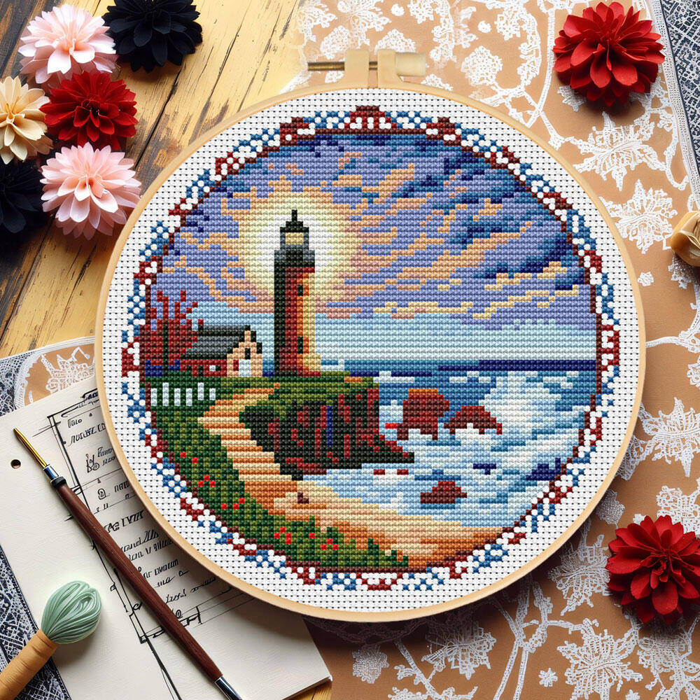Cross Stitch Lighthouse With H - Stitch Marker Ring incelemesi ve fiyatı
