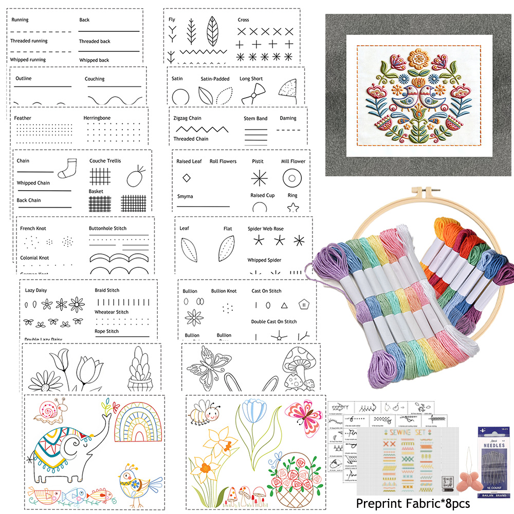 9 Sheets  Embroidery Kit for B - Embroidery Guide Book incelemesi ve fiyatı