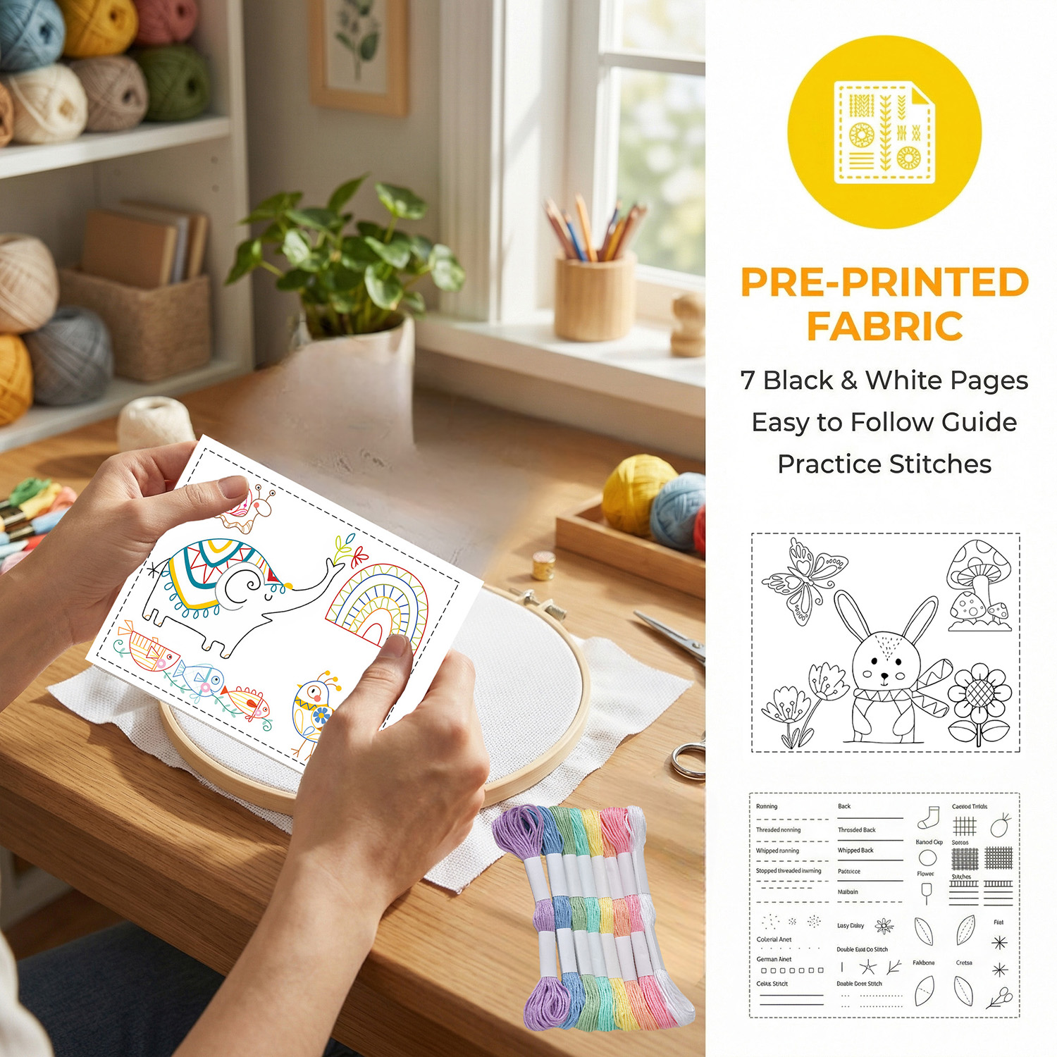 9 Sheets  Embroidery Kit for B - Embroidery Guide Book incelemesi ve fiyatı