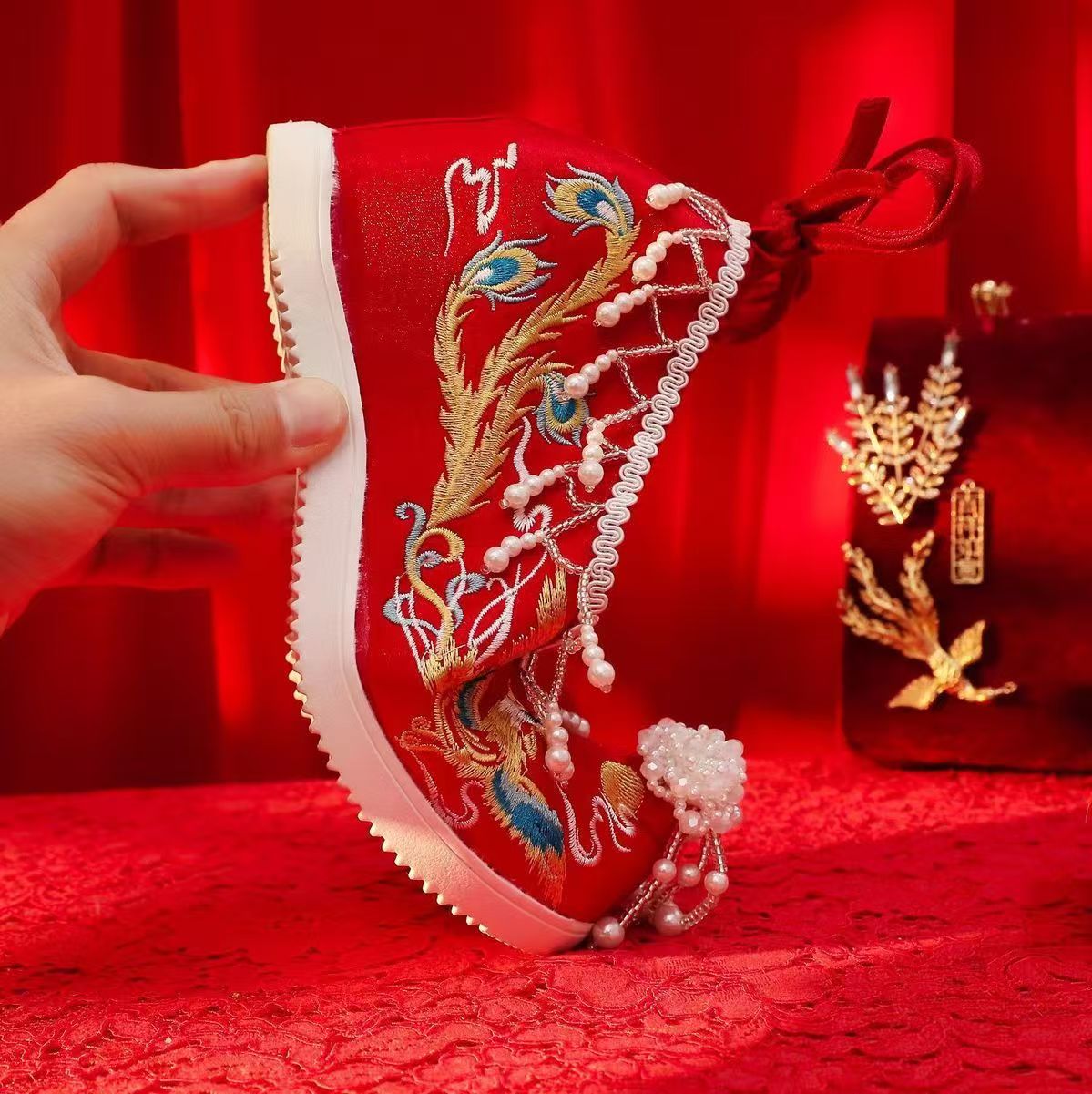 Women New Red Embroidered Wedd - Embroidery Style incelemesi ve fiyatı