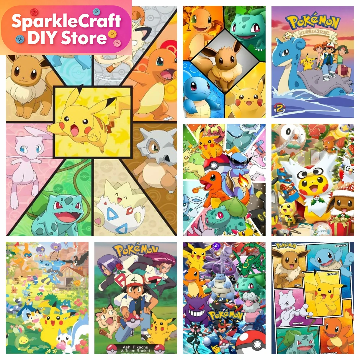 1pc frameless Cartoon Pokemon  - Embroidery Artwork incelemesi ve fiyatı